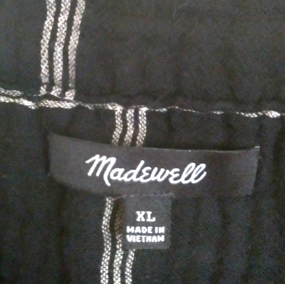 Madewell Cropped Cotton Lagenlook Top XL Boxy‎ Black White Window Pane Plaid - Picture 5 of 8